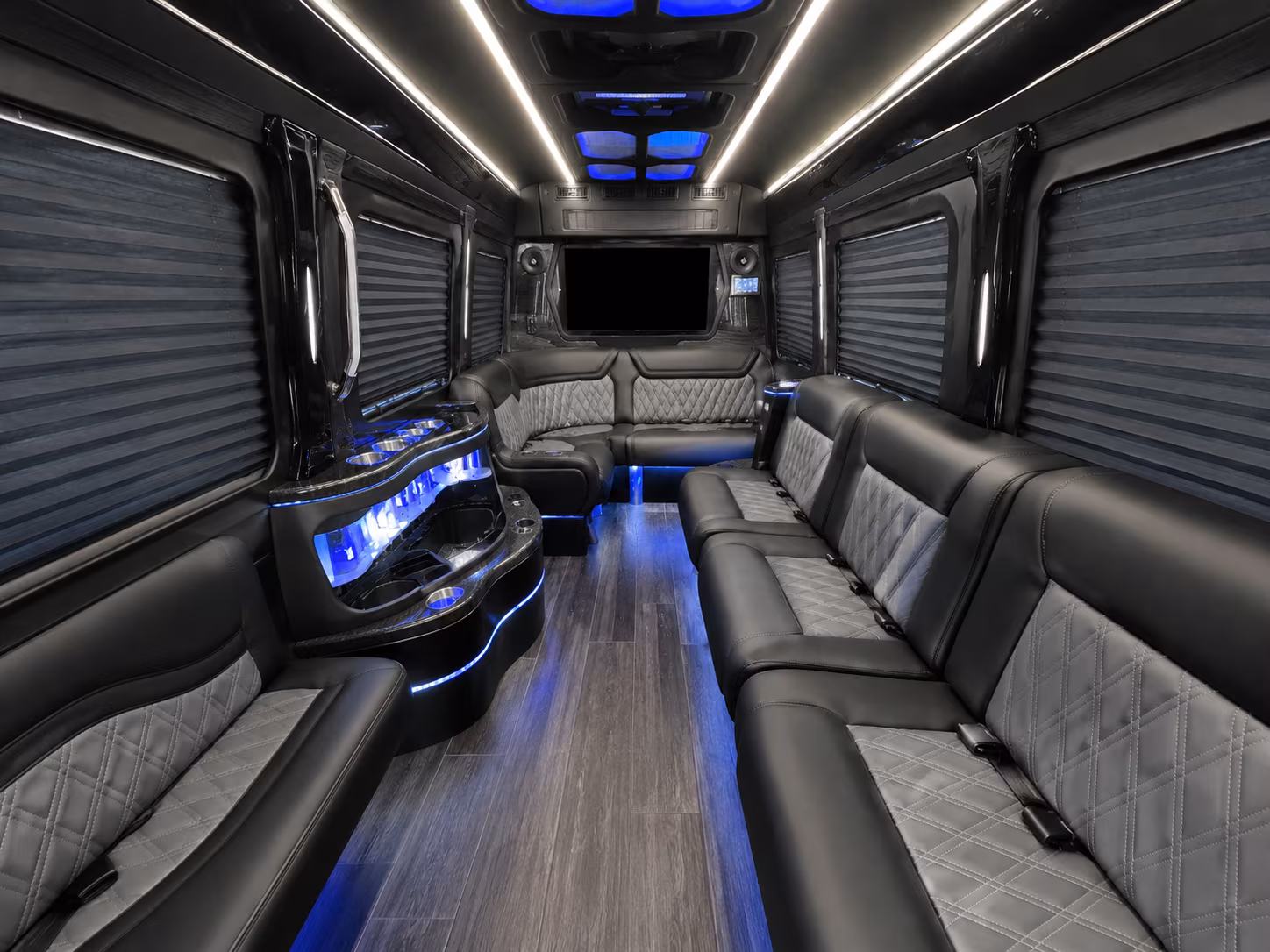 north bergen 15 passenger party bus inside
